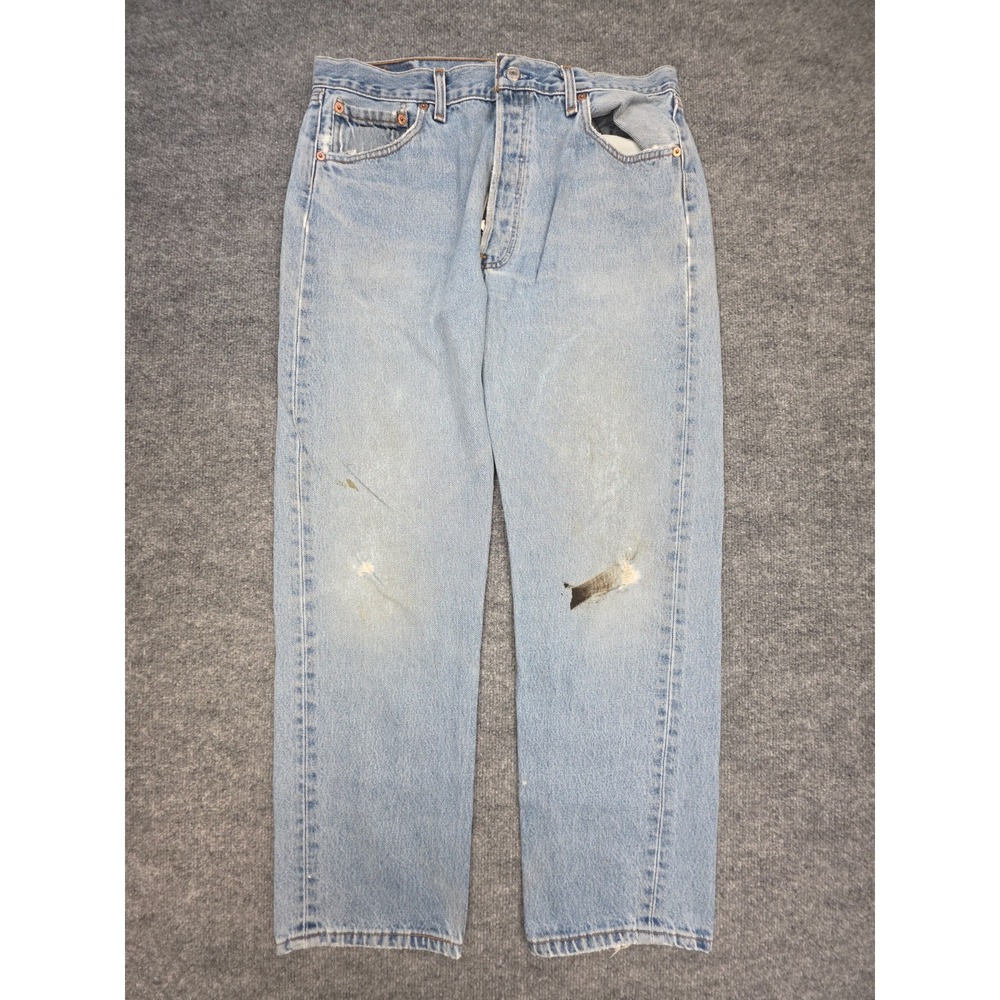 Vintage Levi's 501 Jeans Men's 36 x 30 (FITS 34x29) Blue Distressed Paint USA